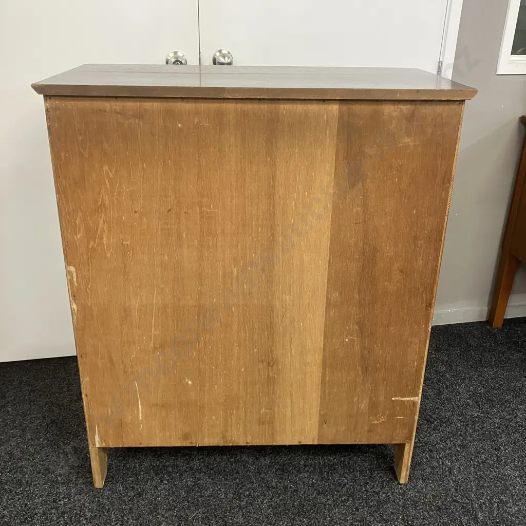 1930s Mid Century Oak Storage Cupboard With Original Handles, 2 Drawer, 2 Door. H108 W90 D44cm Image 1++