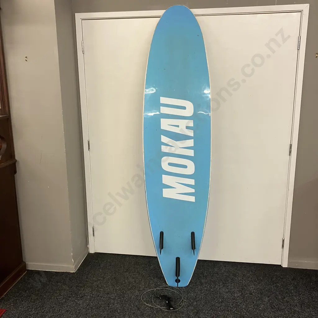 Mokau Malibu Surfboard. 210cm & New Mokau 41" Slick Bottom Body Board Blue Image 1++
