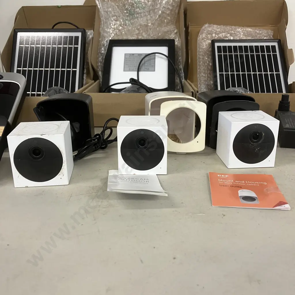 WYZE Cam Security Cameras x 3, WVOD1 With Mounts, Base Station WVODB , 3 x 3.3V New Solar Panels, V5 Video Door Bell Etc Image 1++