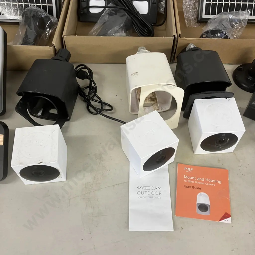 WYZE Cam Security Cameras x 3, WVOD1 With Mounts, Base Station WVODB , 3 x 3.3V New Solar Panels, V5 Video Door Bell Etc Image 1++