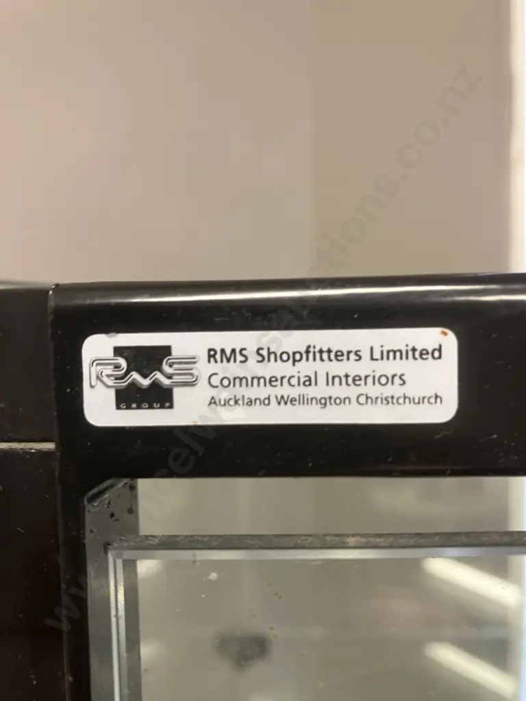 RMS (NZ) Glass Tower Display Case, Hinged Lockable Glass Door With Key, 4 x Glass Shelves, On Castors. H160 W49 D51cm Image 1++