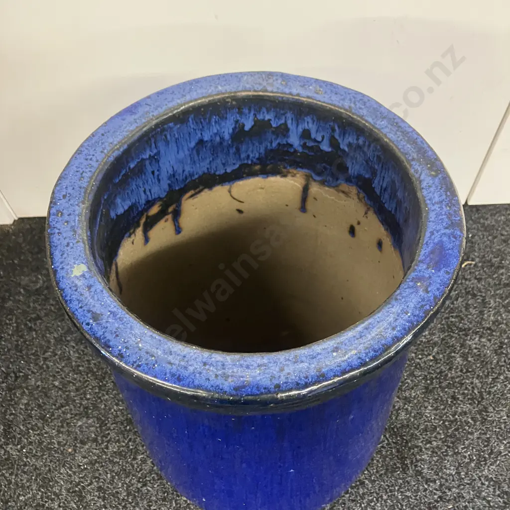Blue Glazed Concrete Planter. 51 x 29cm Image 1++