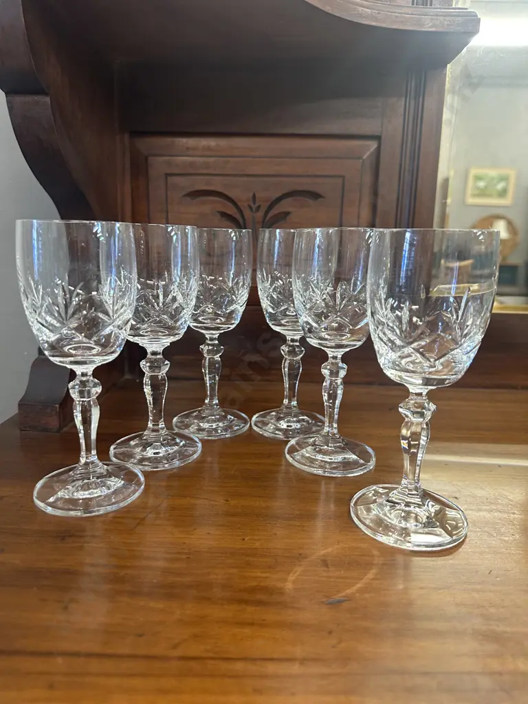 Set of Six Crystal Wine Glasses Image 1++