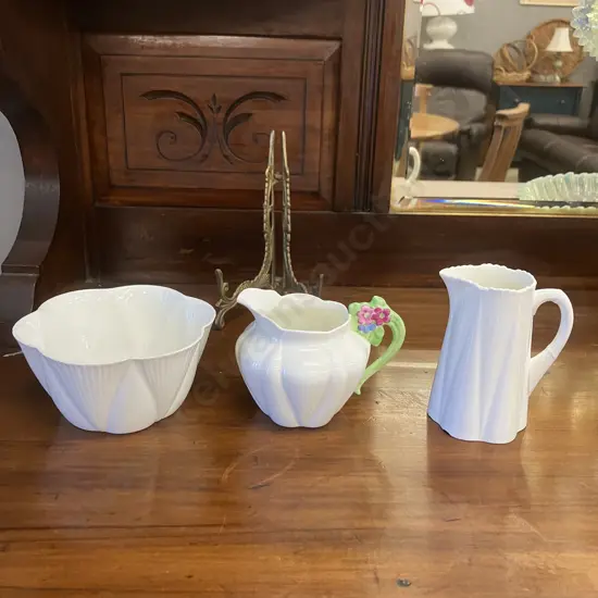 Vintage Shelley Dainty Floral Handle Creamer & Open Sugar Bowl, Late Foley Shelly Dainty Jug #Rd272101