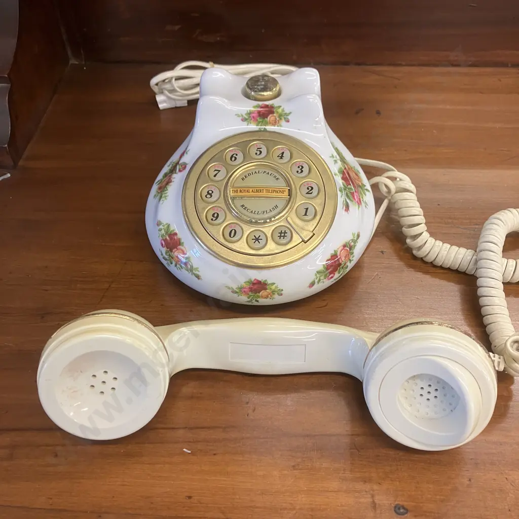 Rare Royal Albert Old Country Roses Fine China Telephone, 1962 Image 1++