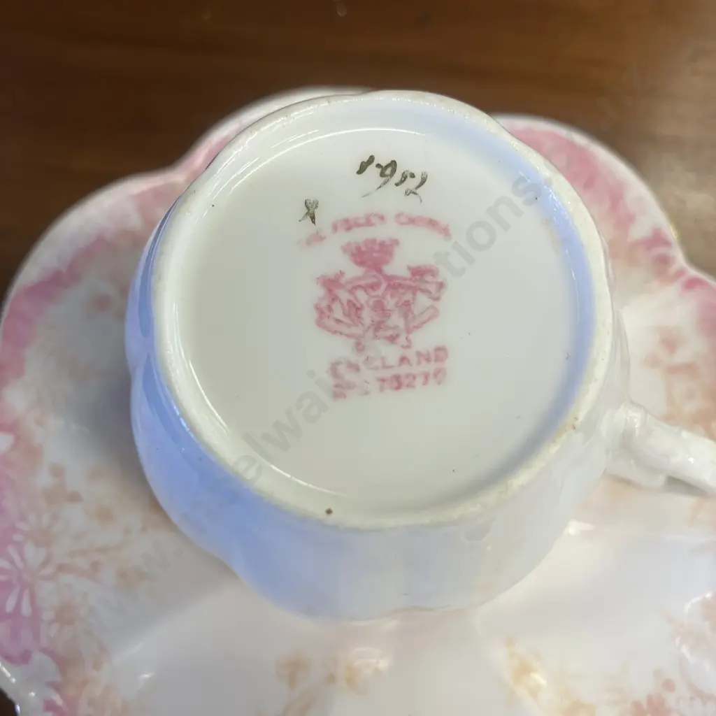 Wileman & Co. (pre Shelley) Fern Print Teacup & Saucer, Antique 1895-1910, Pattern 5952 RD.276279 Image 1++