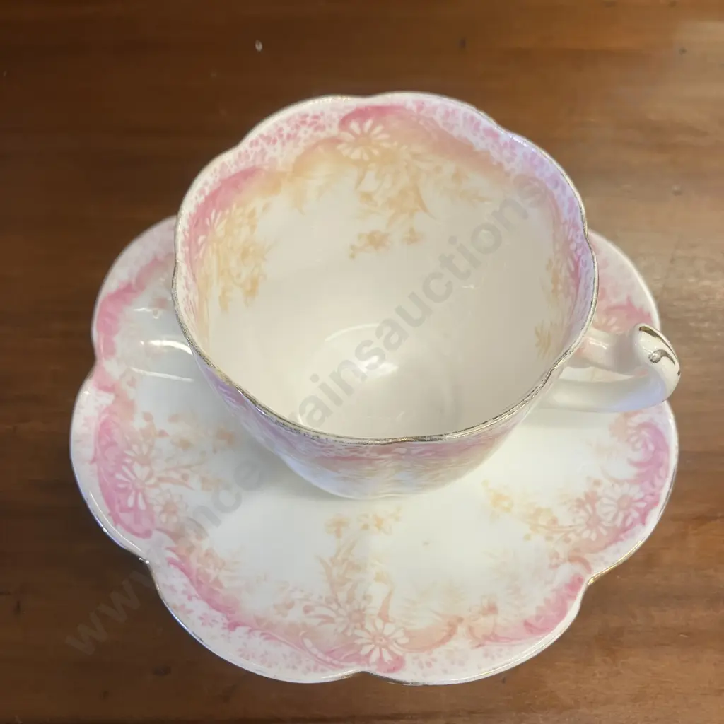 Wileman & Co. (pre Shelley) Fern Print Teacup & Saucer, Antique 1895-1910, Pattern 5952 RD.276279 Image 1++