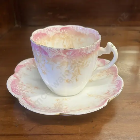 Wileman & Co. (pre Shelley) Fern Print Teacup & Saucer, Antique 1895-1910, Pattern 5952 RD.276279
