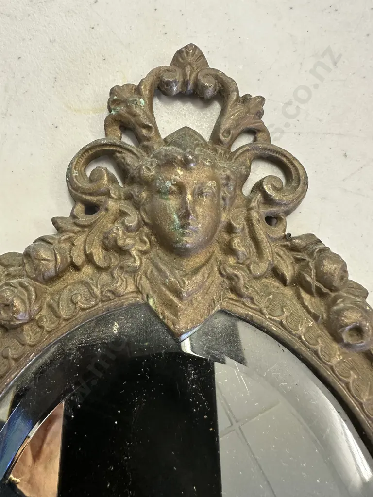 Pair Of Vintage Ornate Louis The 14th Style Bronze Mirror Wall Candle Holders Image 1++