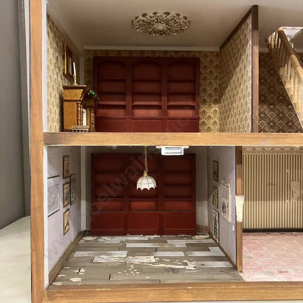 Vintage 3 Storey Dolls House With Furniture. H74 W63 D36cm Image 1++