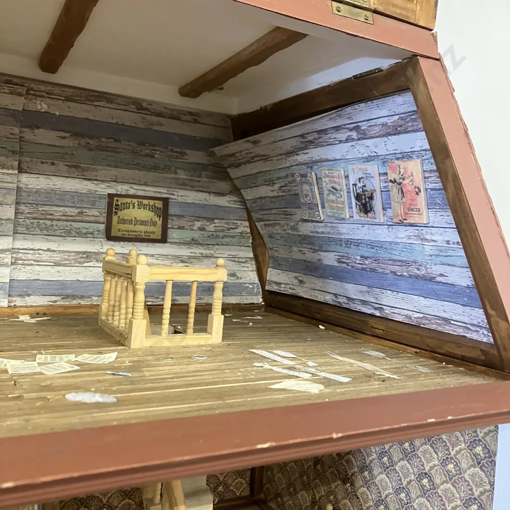 Vintage 3 Storey Dolls House With Furniture. H74 W63 D36cm Image 1++