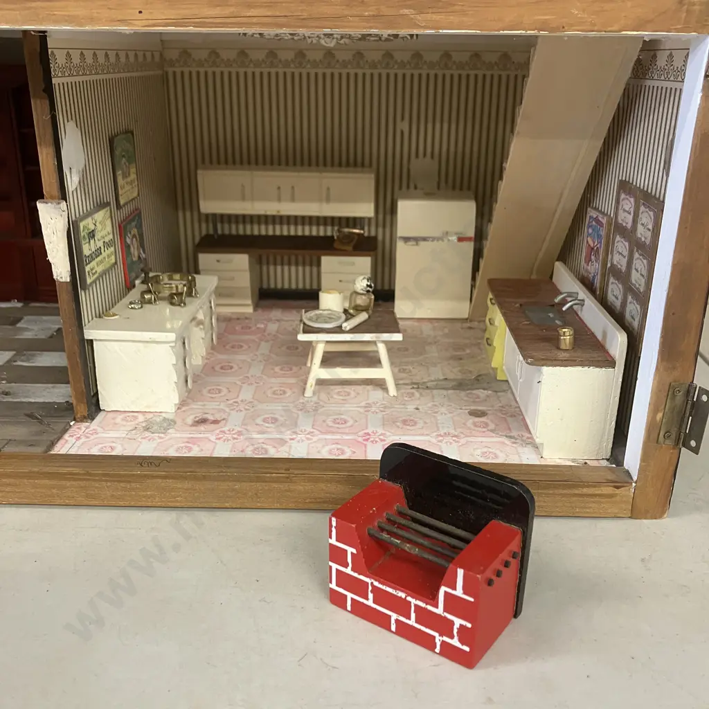 Vintage 3 Storey Dolls House With Furniture. H74 W63 D36cm Image 1++