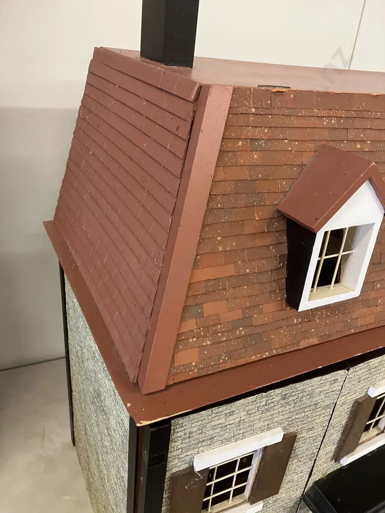Vintage 3 Storey Dolls House With Furniture. H74 W63 D36cm Image 1++