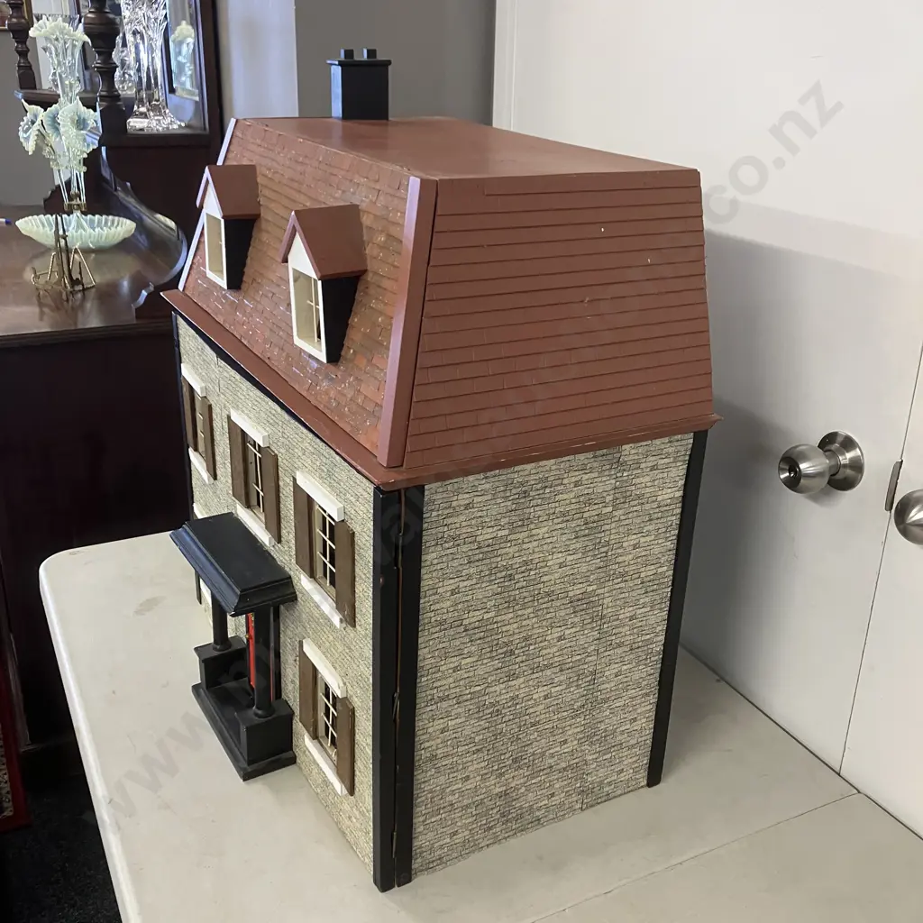 Vintage 3 Storey Dolls House With Furniture. H74 W63 D36cm Image 1++