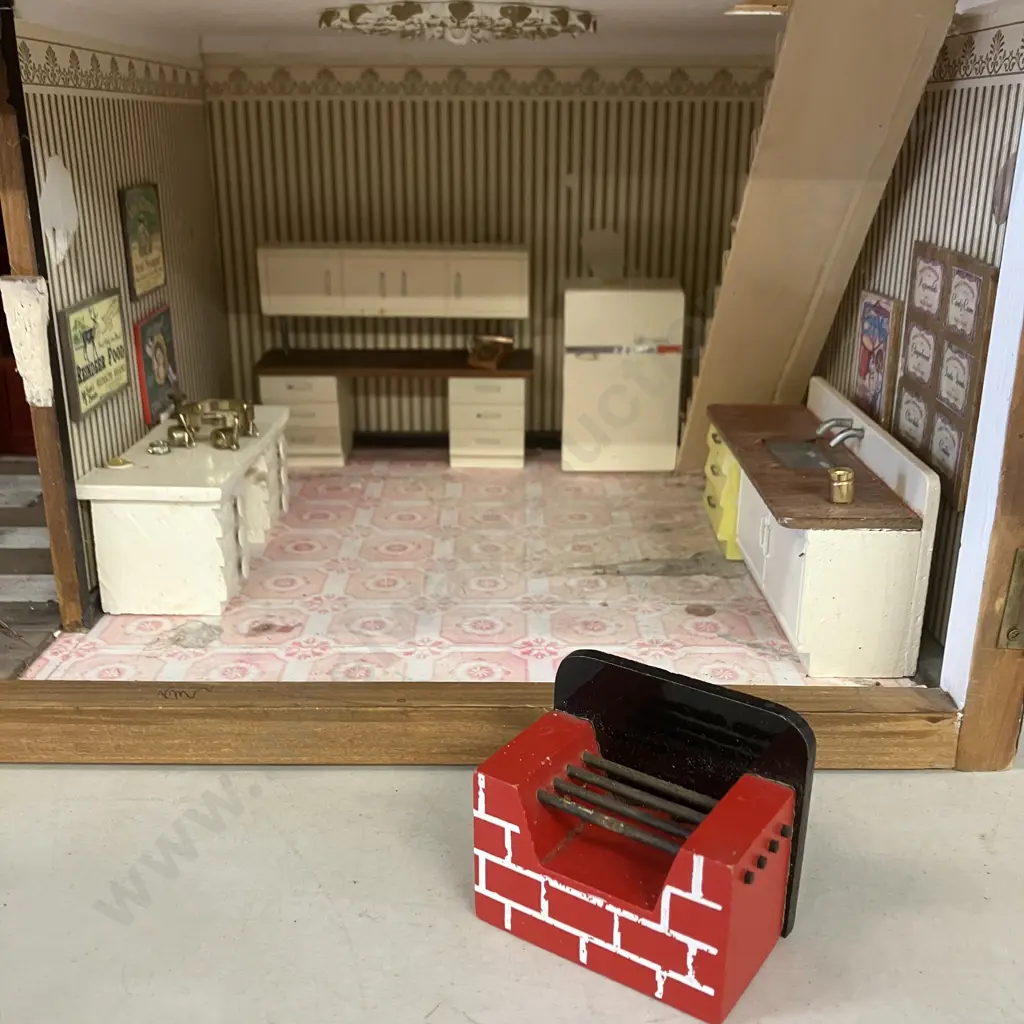 Vintage 3 Storey Dolls House With Furniture. H74 W63 D36cm Image 1++