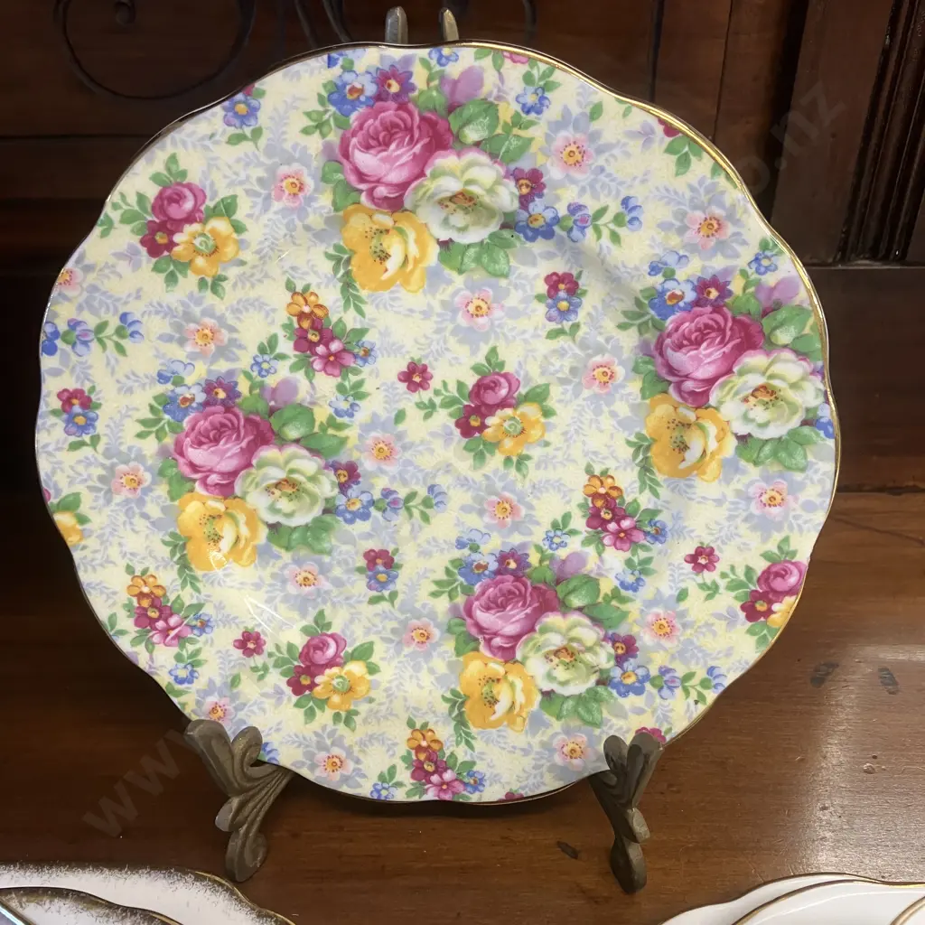 Royal Albert Rose Chintz Plate, Prudence Sandwich Tray, Sweet Pea & American Beauty Trios Image 1++