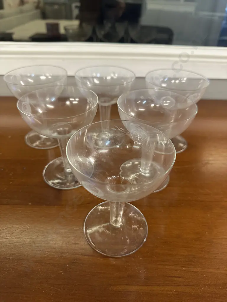 Set Of Six Crystal Hollow Stemmed Champagne Glasses Image 1++