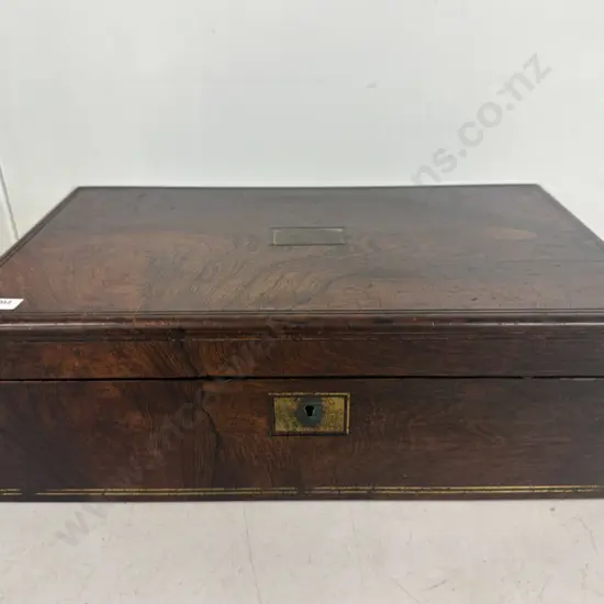 Antique Fisher Writing Slope / Lap Desk With Key. Stamped Fisher 188 Strand