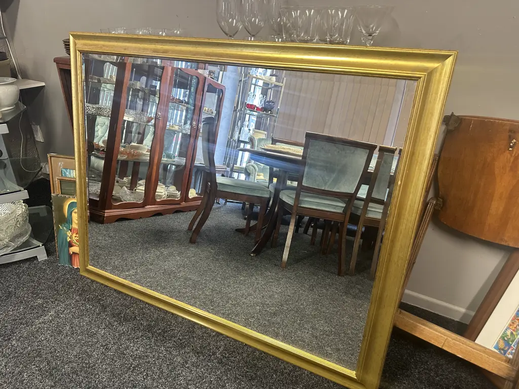 Large Wall Mirror - Gilt Framed, Bevelled Edge. 106 x 136cm Image 1++