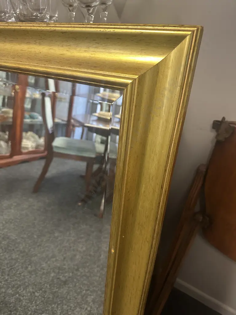 Large Wall Mirror - Gilt Framed, Bevelled Edge. 106 x 136cm Image 1++