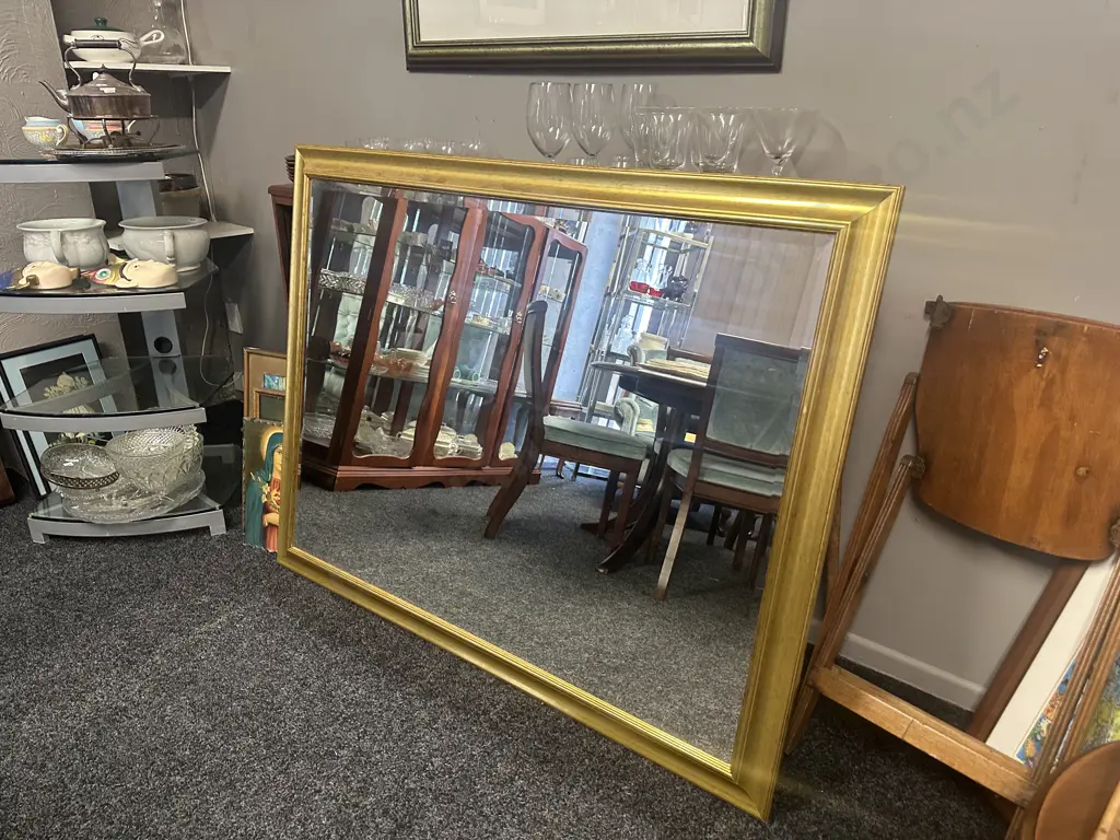 Large Wall Mirror - Gilt Framed, Bevelled Edge. 106 x 136cm Image 1++