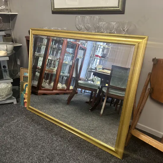 Large Wall Mirror - Gilt Framed, Bevelled Edge. 106 x 136cm