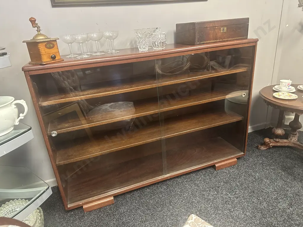 Mid Century G-Plan Style Glazed Bookcase. H93 W137 D33cm Image 1++