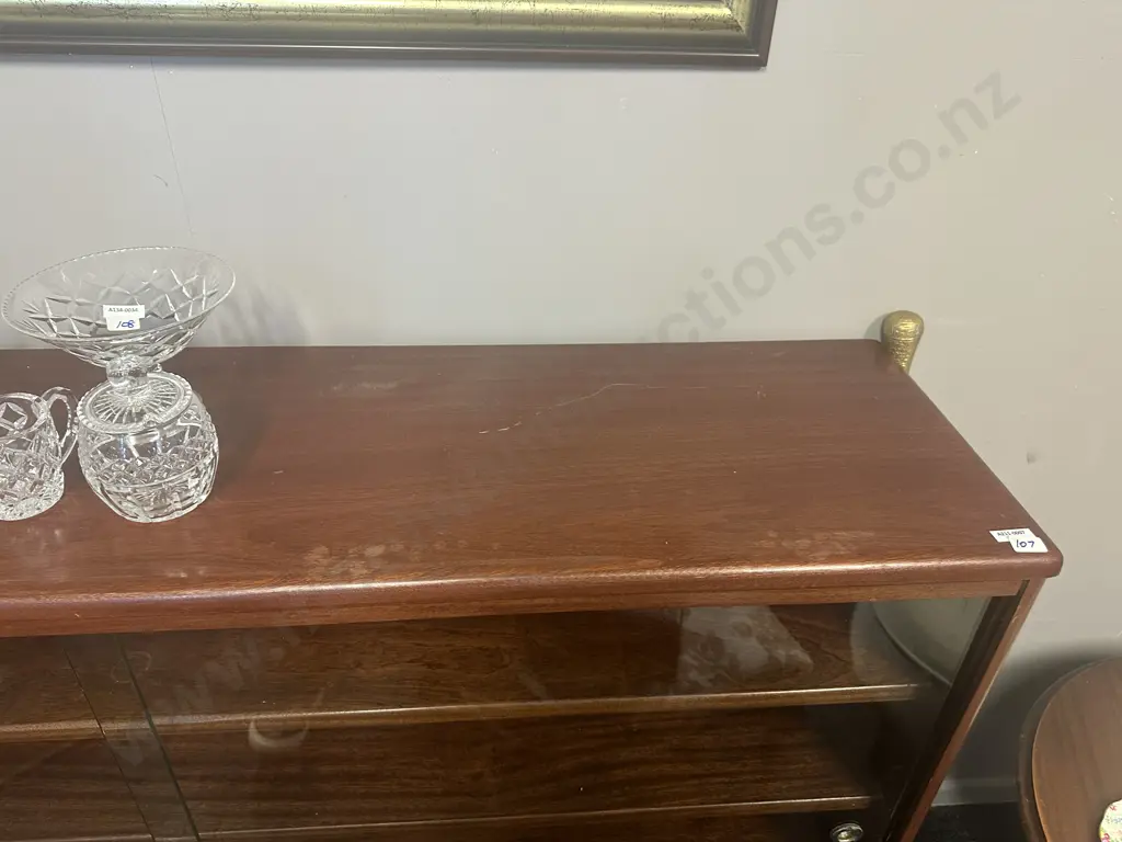 Mid Century G-Plan Style Glazed Bookcase. H93 W137 D33cm Image 1++