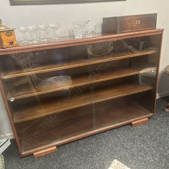 Mid Century G-Plan Style Glazed Bookcase. H93 W137 D33cm