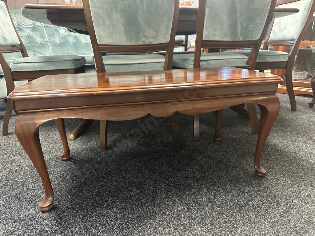 Mahogany Queen Anne Style Rectangular Coffee Table, Cabriole Legs. H42 W95.5 D45cm Image 1++