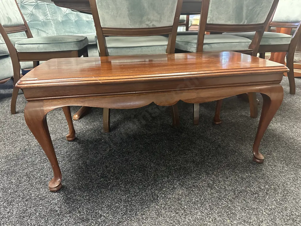 Mahogany Queen Anne Style Rectangular Coffee Table, Cabriole Legs. H42 W95.5 D45cm Image 1++