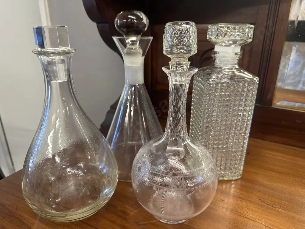 Vintage Cut Glass & Crystal Decanters x4 Image 1++