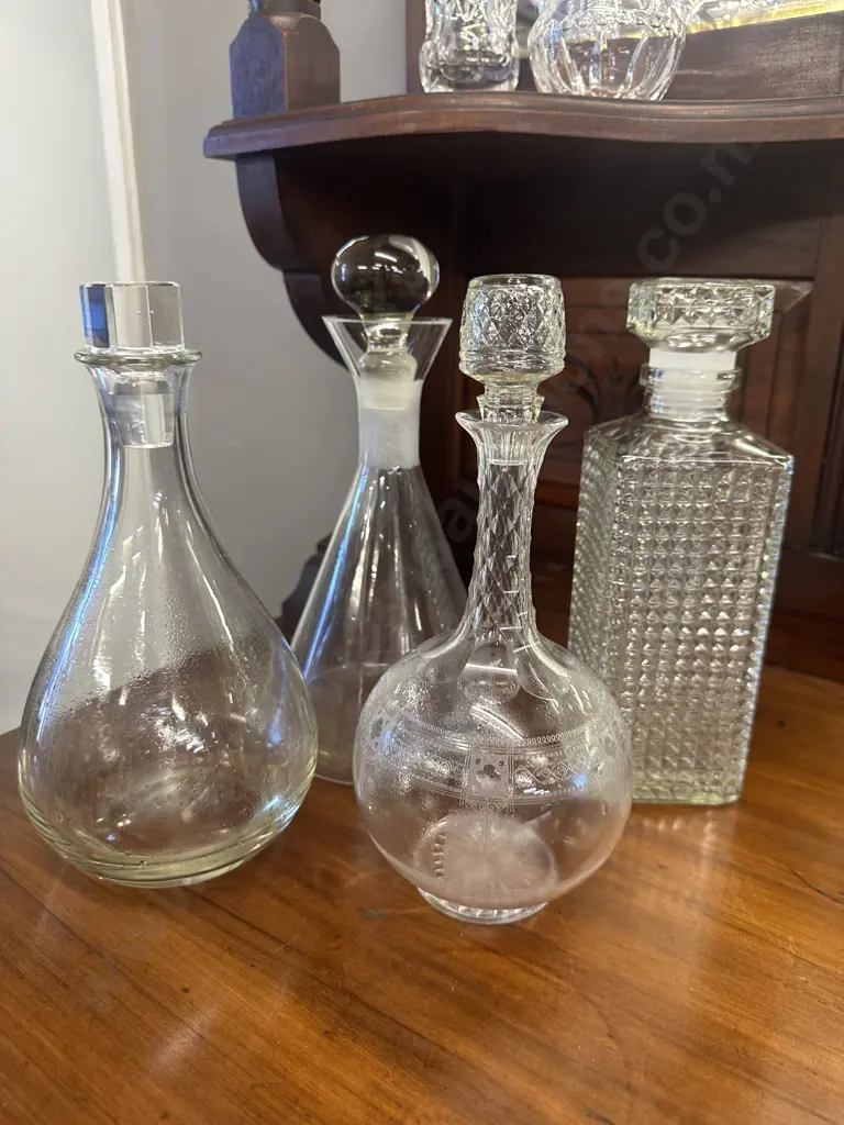 Vintage Cut Glass & Crystal Decanters x4 Image 1++