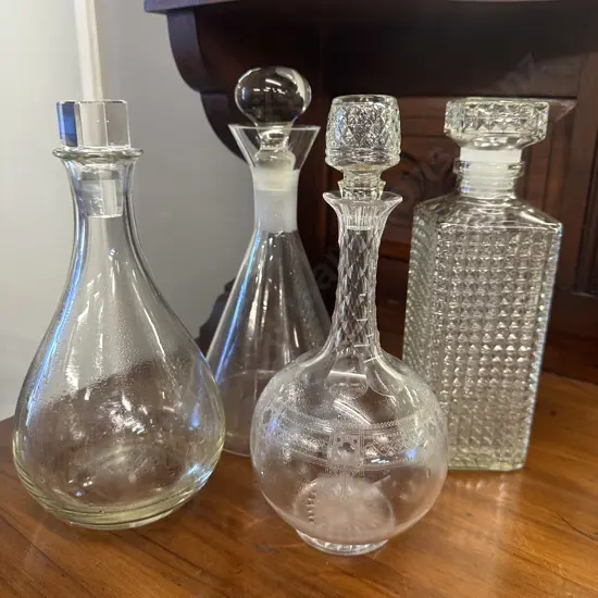 Vintage Cut Glass & Crystal Decanters x4