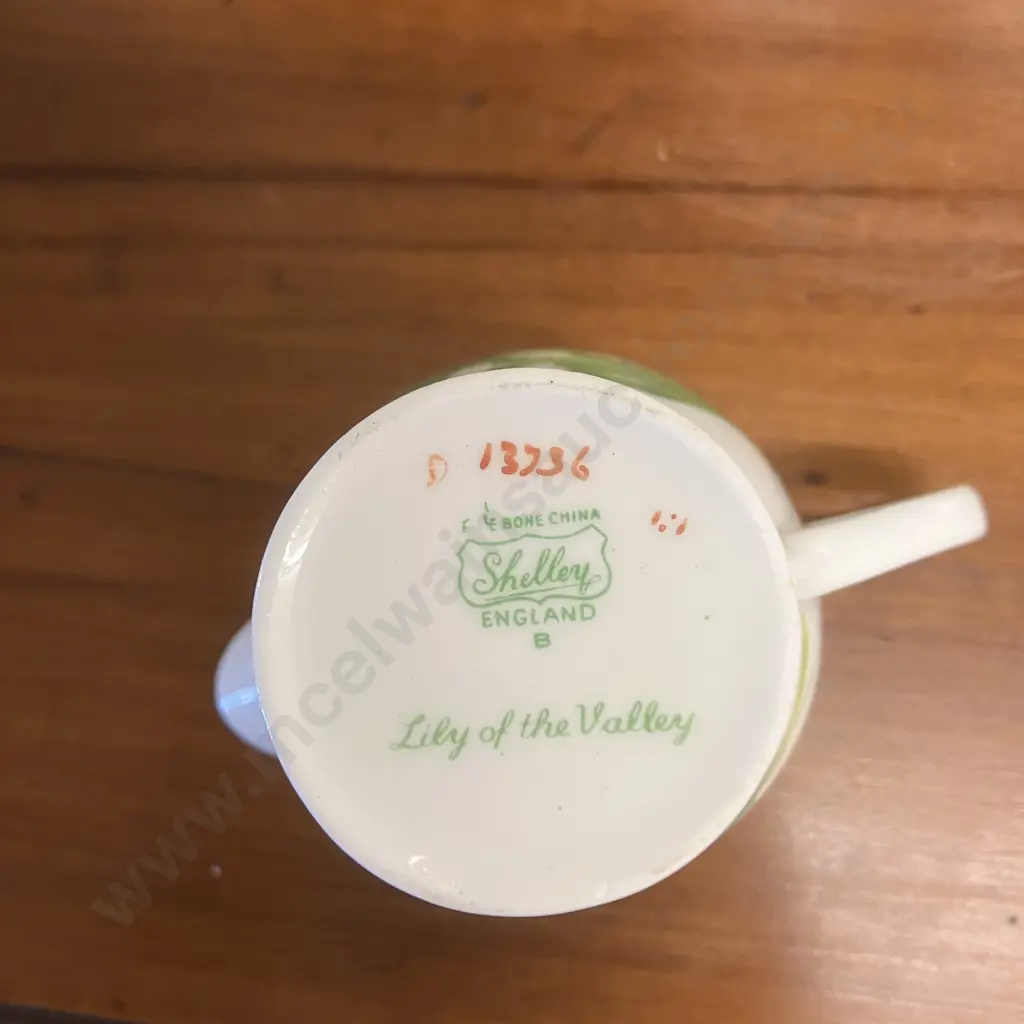 Shelley Lily Of The Valley Creamer 13736, Dainty Celadon Green Creamer 13567/8.3, Harmony Dripware Preserve Pot (No Lid) Image 1++
