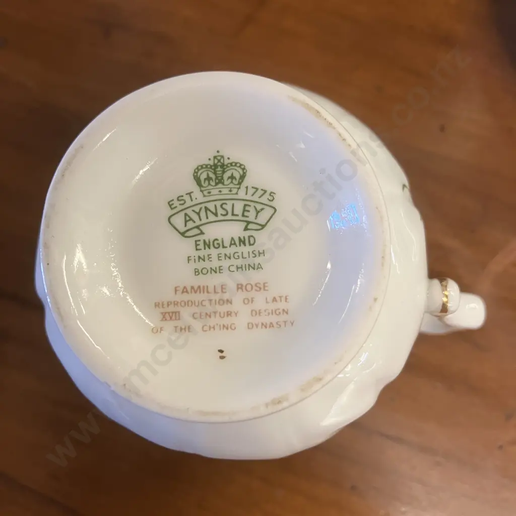 Vintage Aynsley Delphiniums Teacup, Saucer & Plate, Pattern C9881 & Famille Rose Mini Creamer & Open Sugar Bowl Set Image 1++