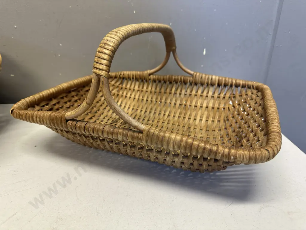 Vintage Cane Handles Baskets x 2 Image 1++