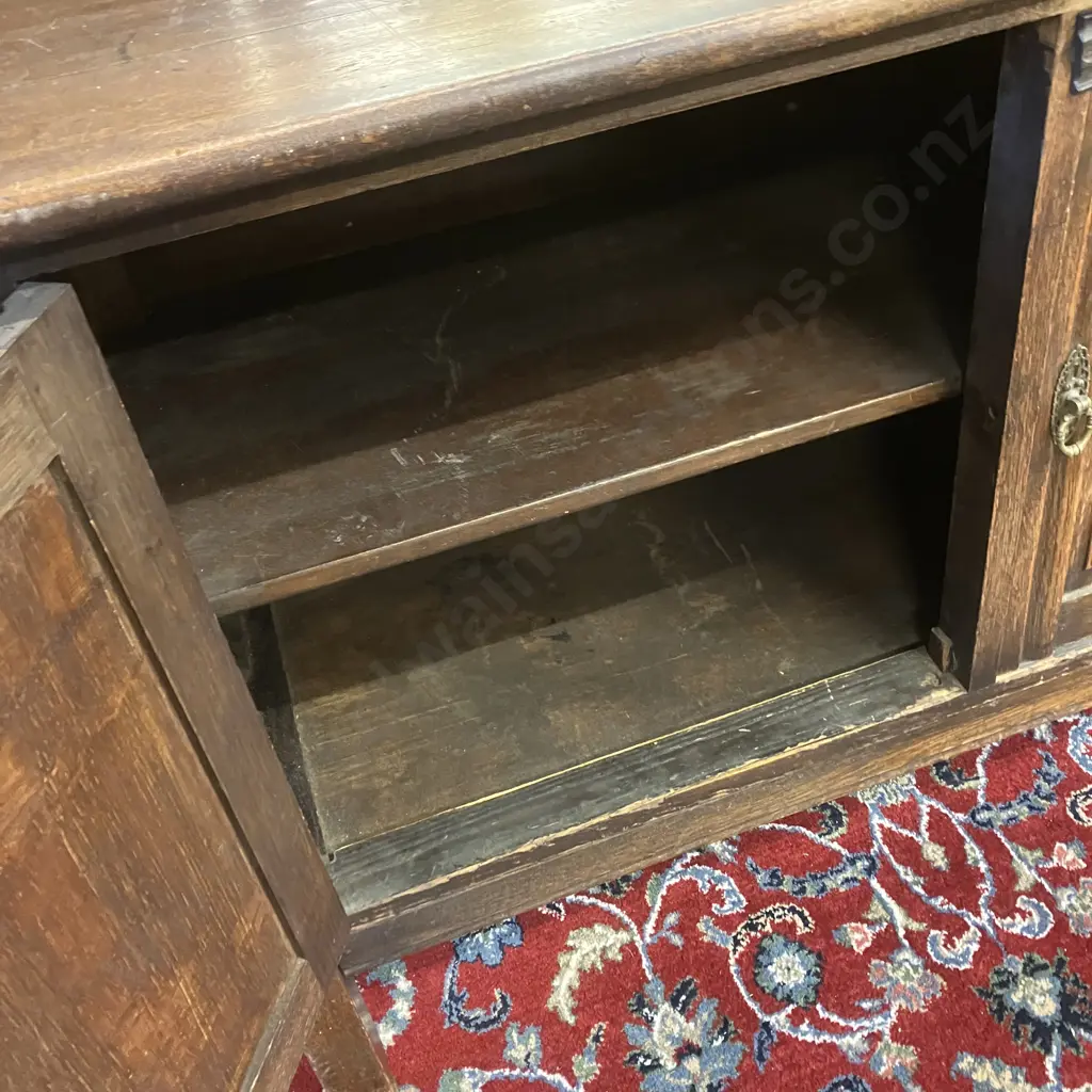 Antique Oak 2 Door Sideboard. H77 W109 D46cm Image 1++