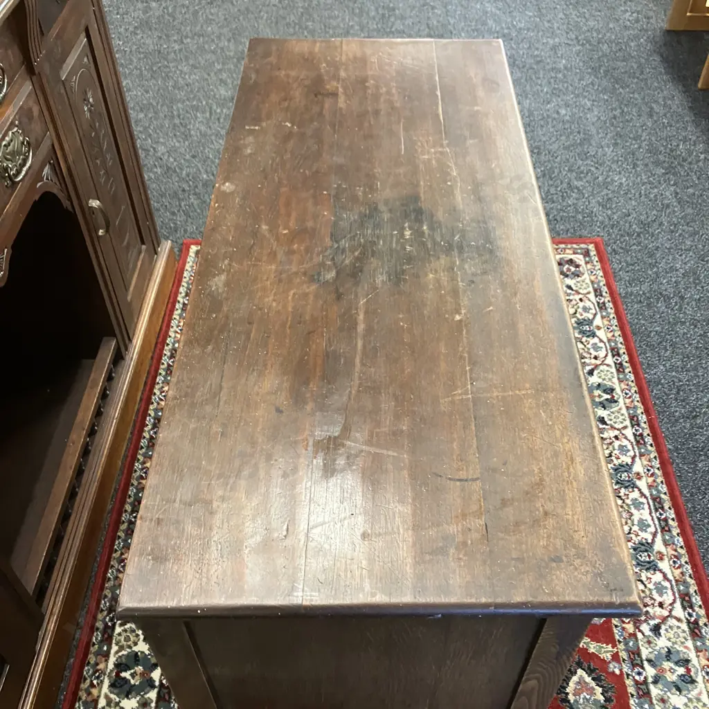 Antique Oak 2 Door Sideboard. H77 W109 D46cm Image 1++