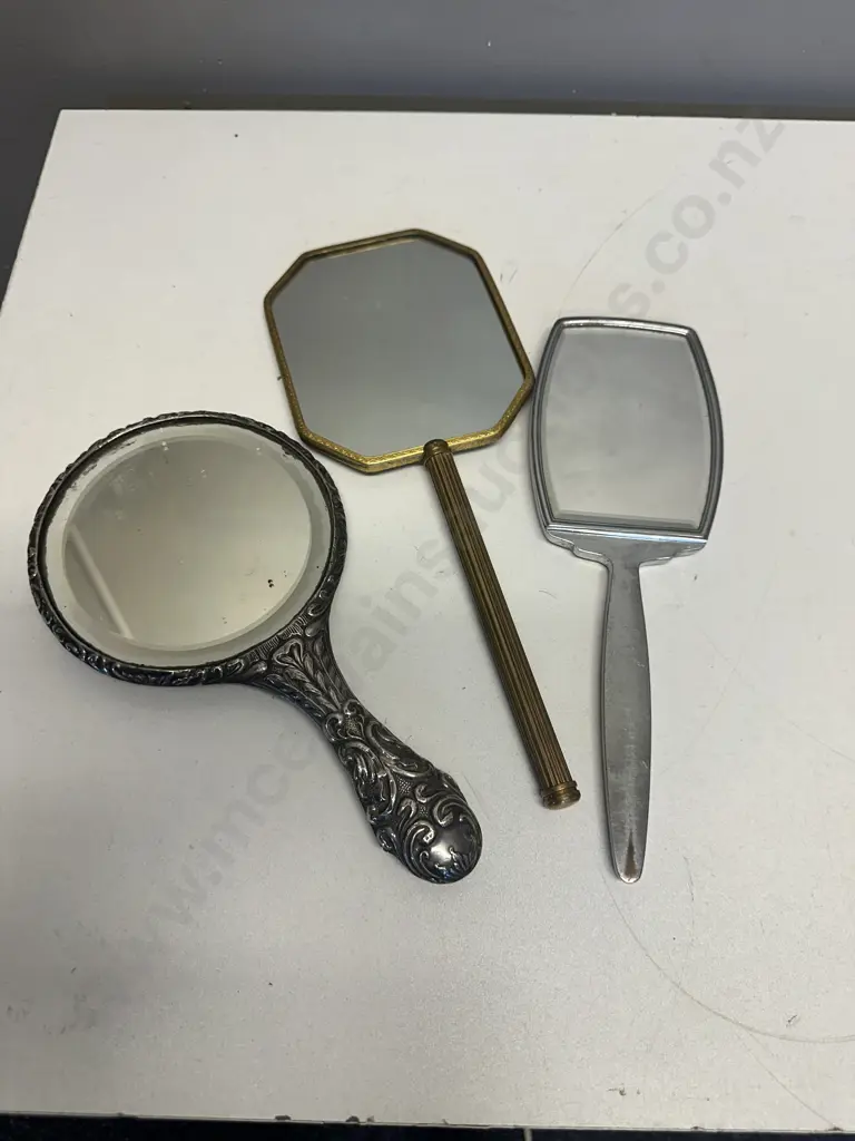 Vintage Dressing Table Set Hand Mirrors x 3 Image 1++