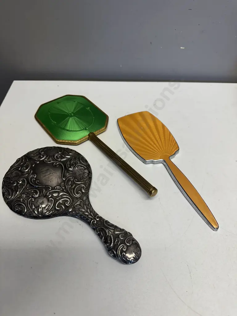 Vintage Dressing Table Set Hand Mirrors x 3 Image 1++