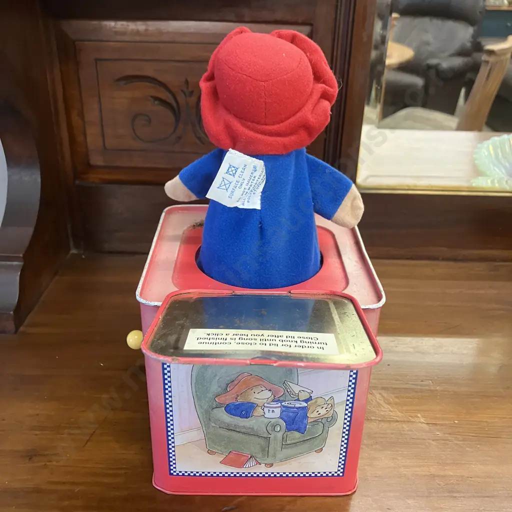 Vintage 2001 Musical Paddington Jack-in-the-Box. 27cm Image 1++