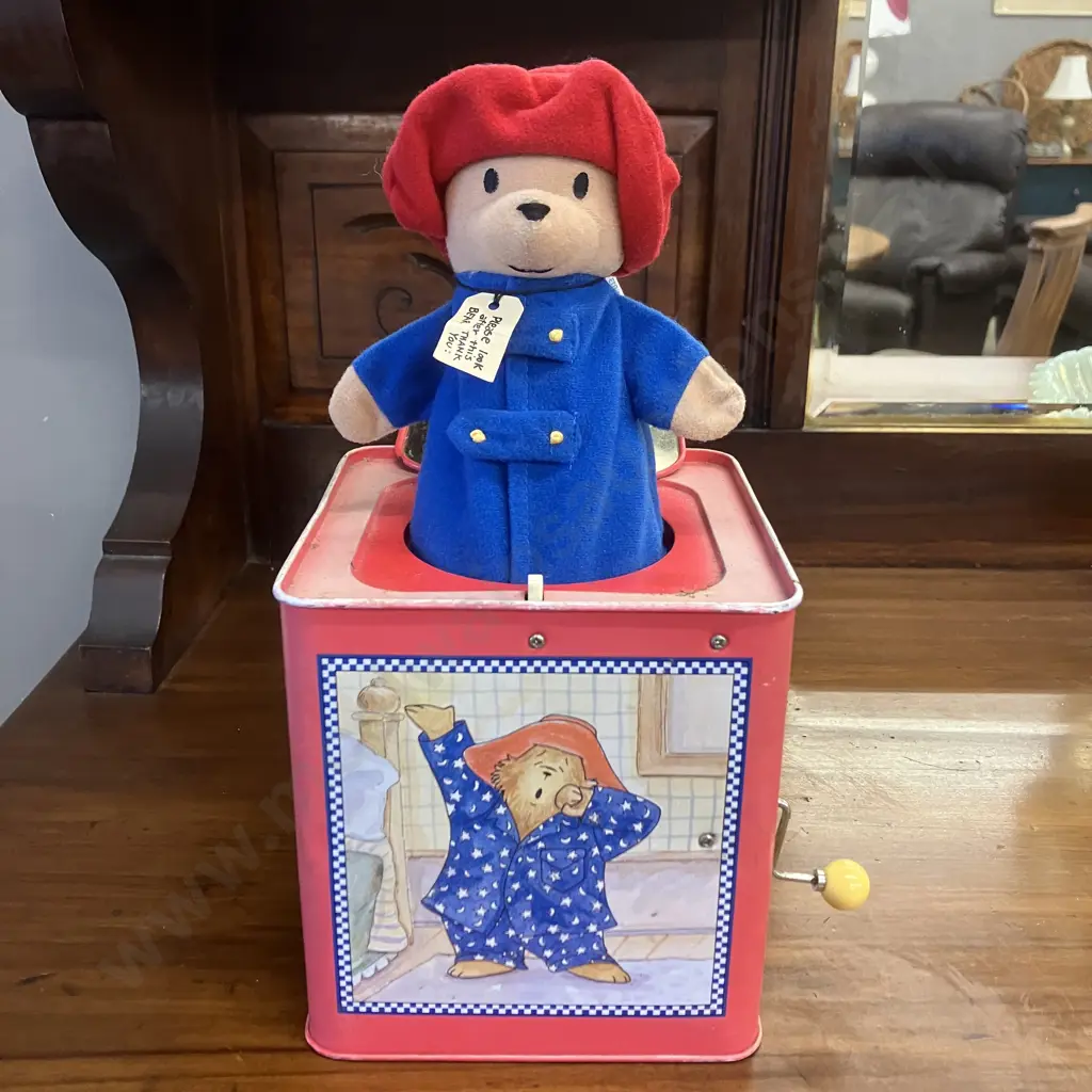 Vintage 2001 Musical Paddington Jack-in-the-Box. 27cm Image 1++