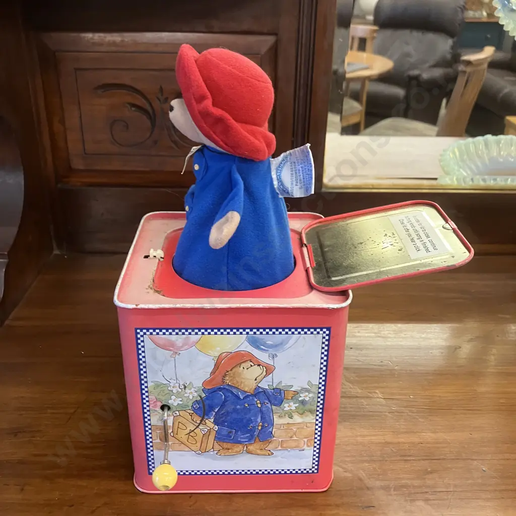 Vintage 2001 Musical Paddington Jack-in-the-Box. 27cm Image 1++