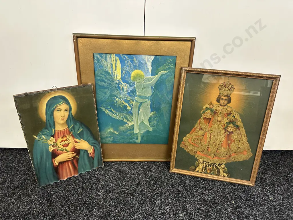 Vintage Religious Artwork Including Picture Mirror  Image 1++