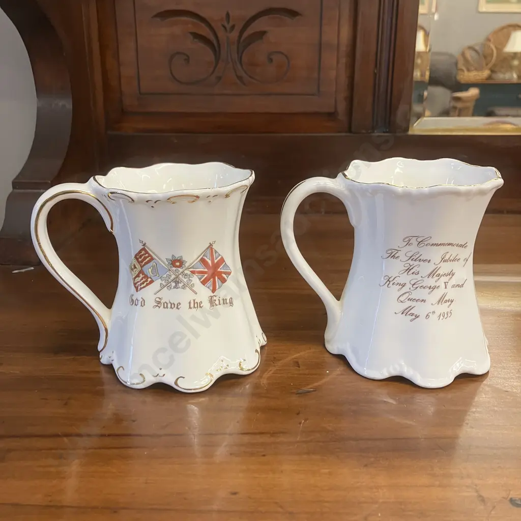 Commemorative Mugs - King George V & Queen Mary Coronation 1911 & Silver Jubilee 1935 Image 1++