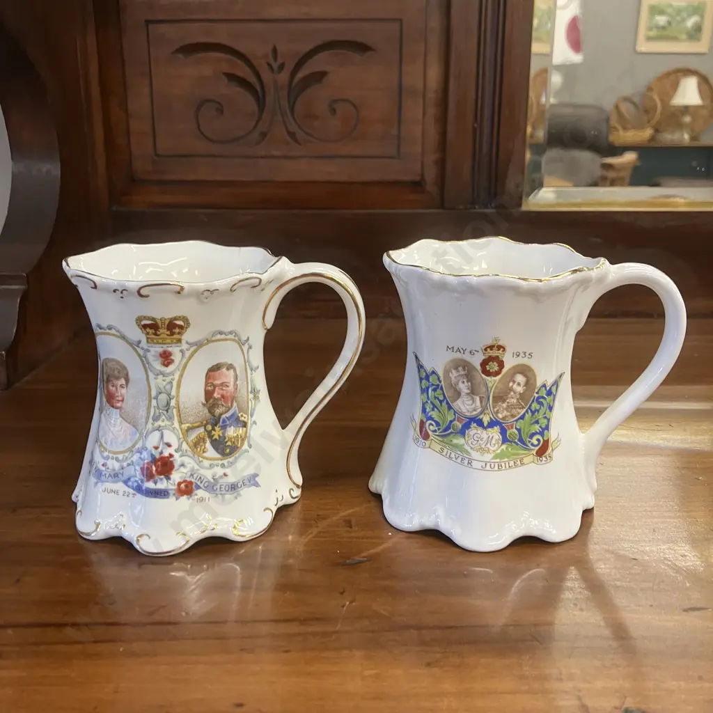 Commemorative Mugs - King George V & Queen Mary Coronation 1911 & Silver Jubilee 1935 Image 1++