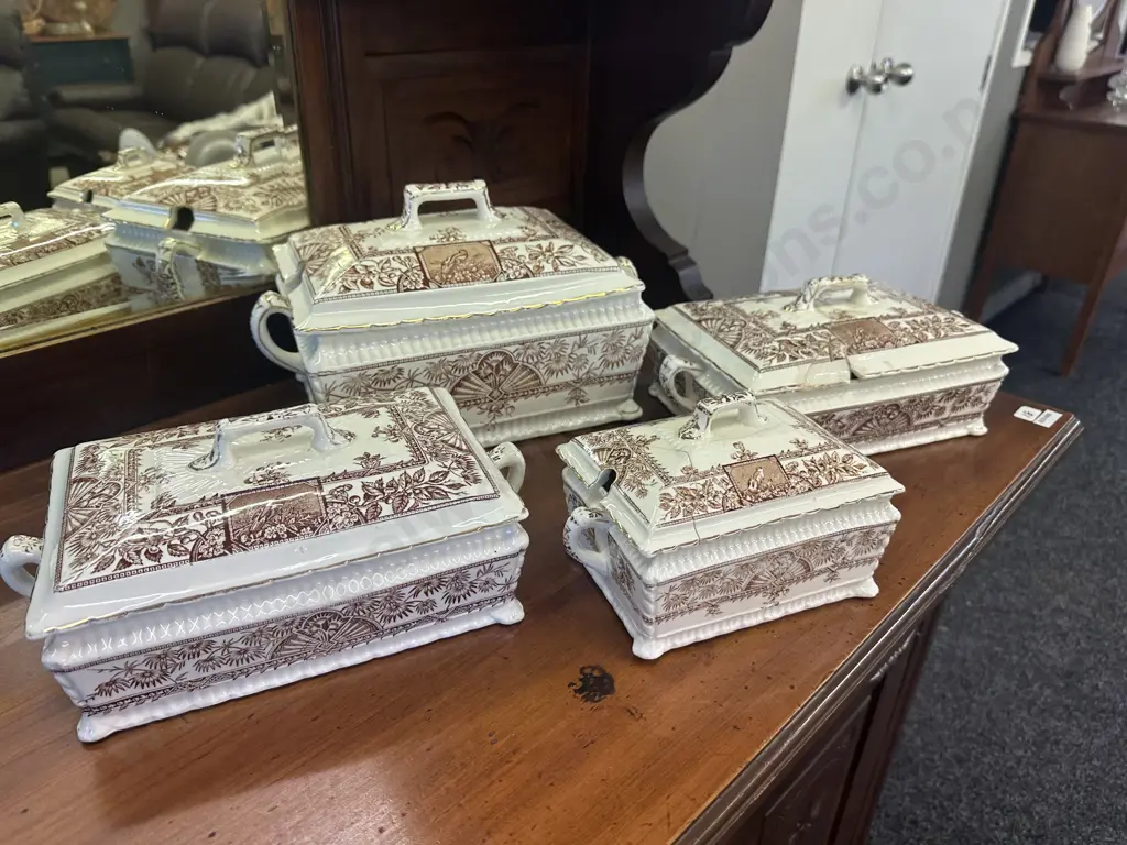 Ridgway antique Alexandria 39268 Lidded Serving Dishes x4 (af) Image 1++