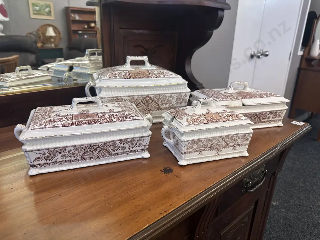 Ridgway antique Alexandria 39268 Lidded Serving Dishes x4 (af) Image 1++