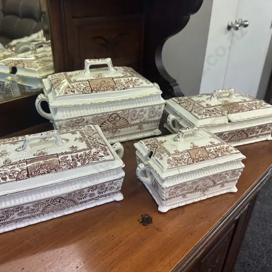 Ridgway antique Alexandria 39268 Lidded Serving Dishes x4 (af)